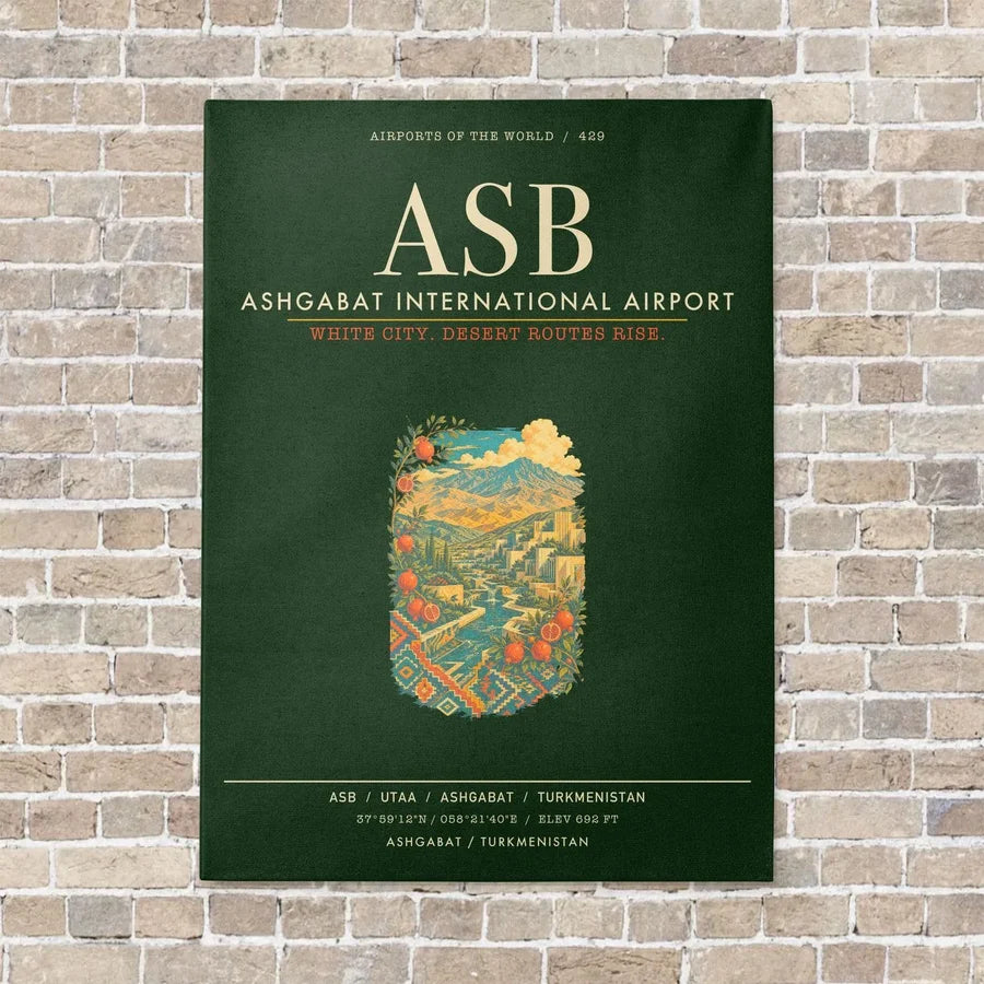 Ashgabat International Airport ASB - Canvas Framed - Dark Green