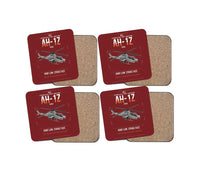 Thumbnail for Bell AH-1Z Viper design on dark red 4 pieces set coaster