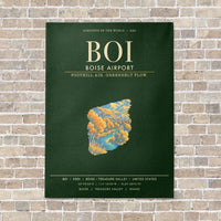 Thumbnail for Boise Airport BOI - Canvas Framed - Dark Green