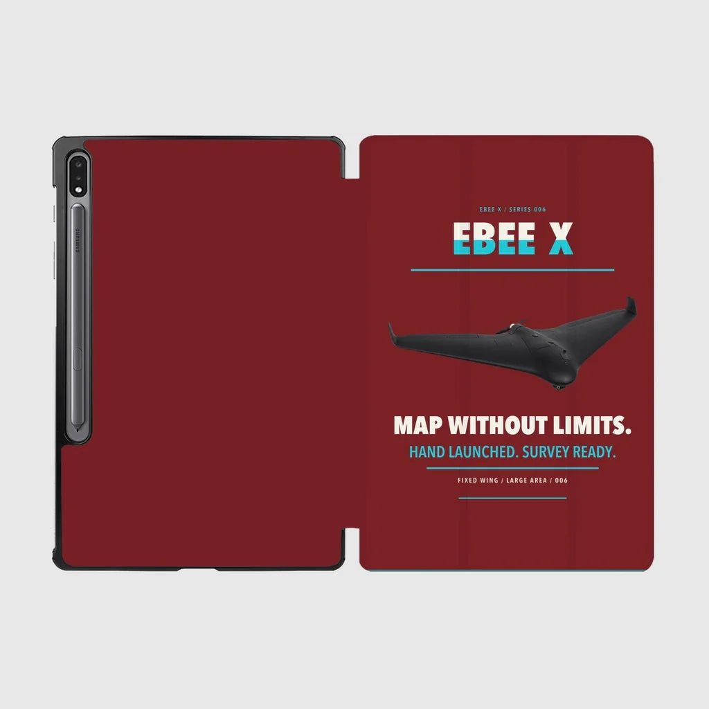 AgEagle eBee X design on dark red samsung tablet tablet case