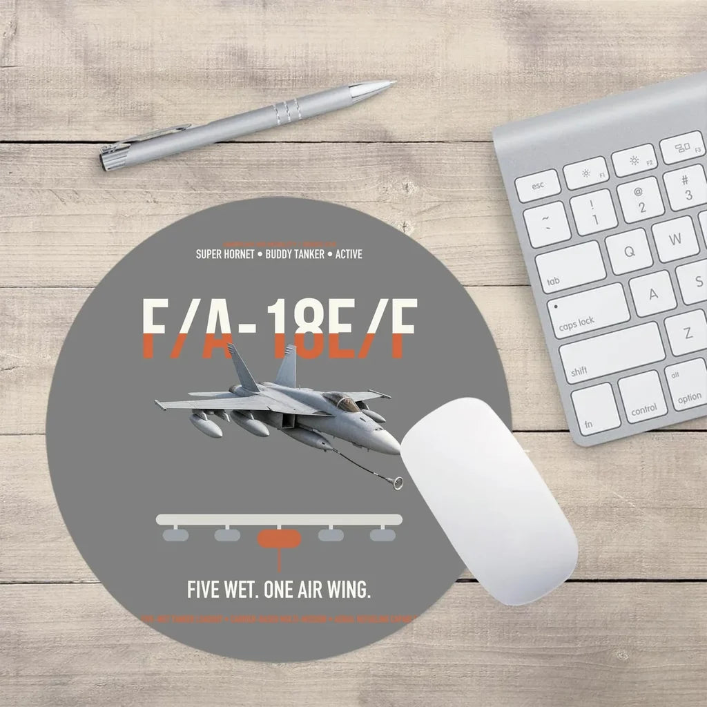 F A-18E F Buddy Tanker design on gray round mouse pad