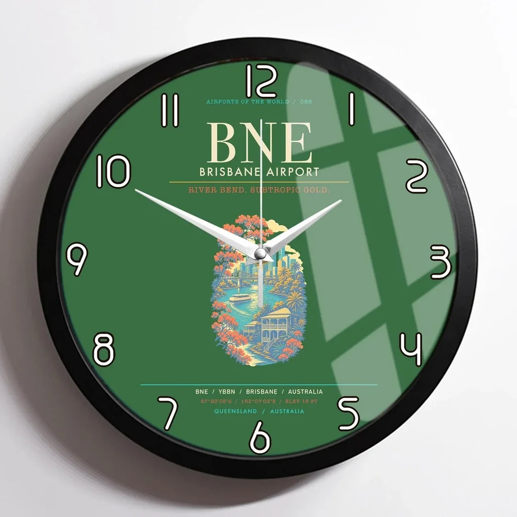 Brisbane Airport BNE Wall-Clock Framed - Green