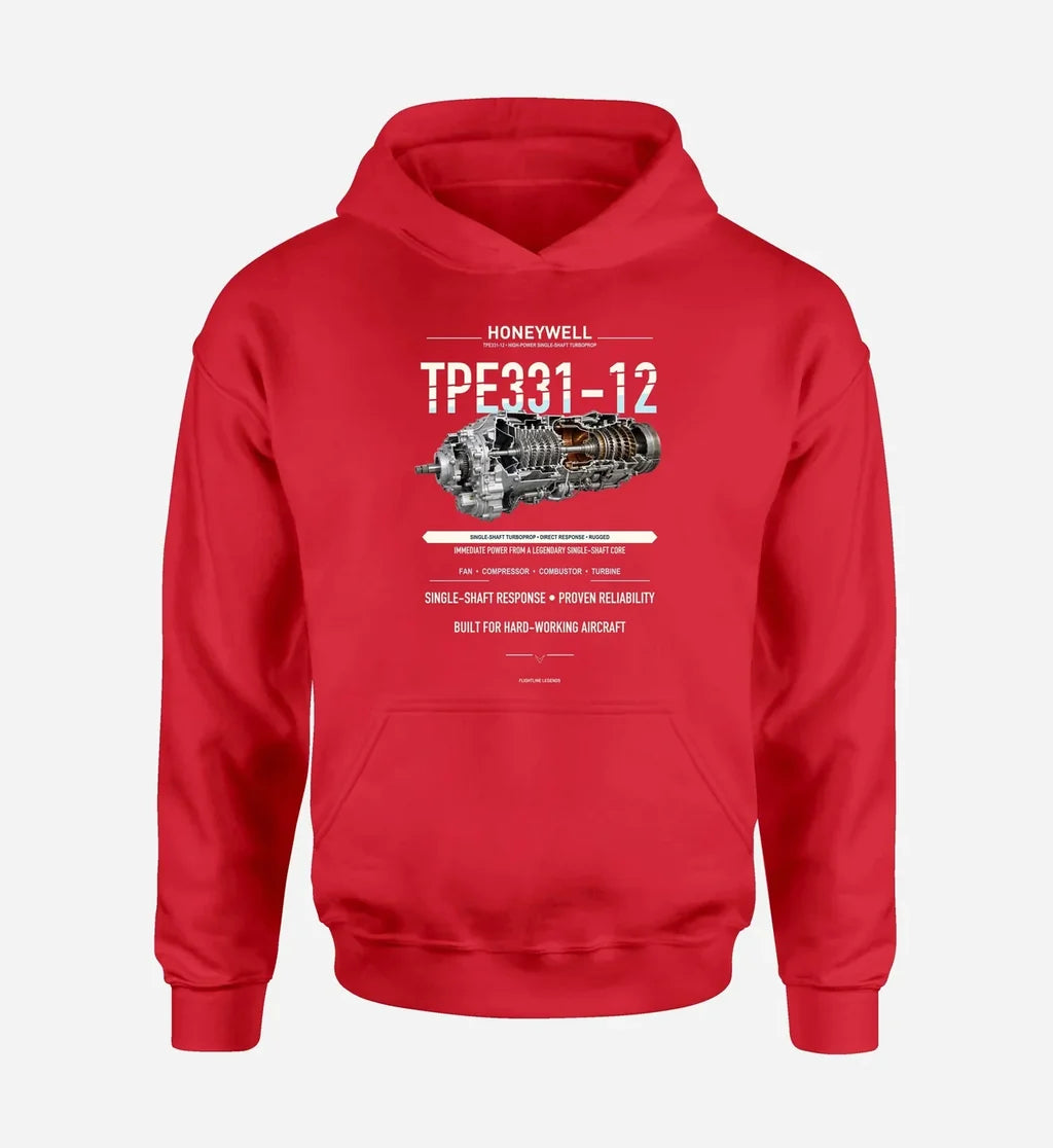 TPE331-12 design on red hoodie single side