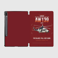 Thumbnail for Leonardo AW139 design on dark red samsung tablet tablet case