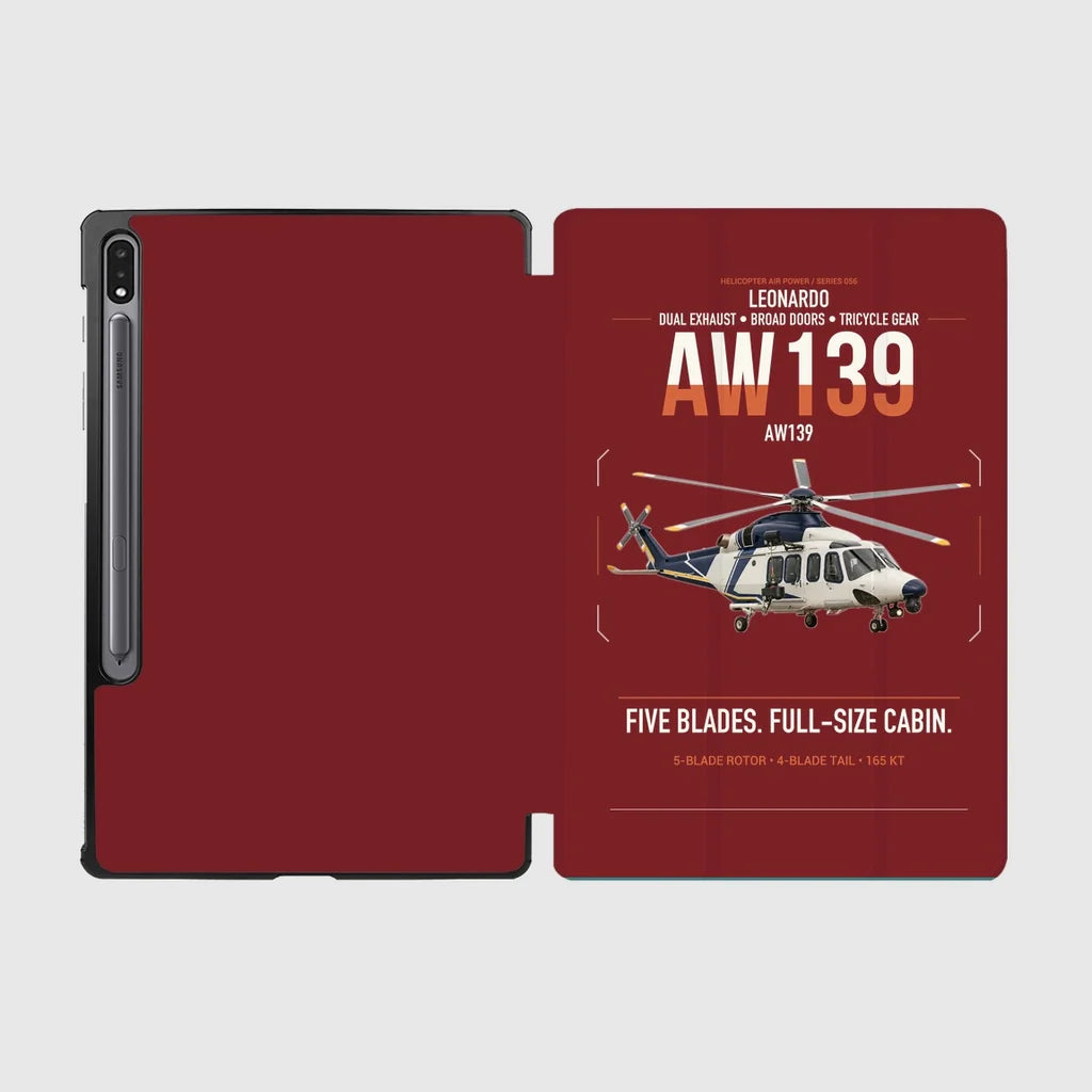 Leonardo AW139 design on dark red samsung tablet tablet case