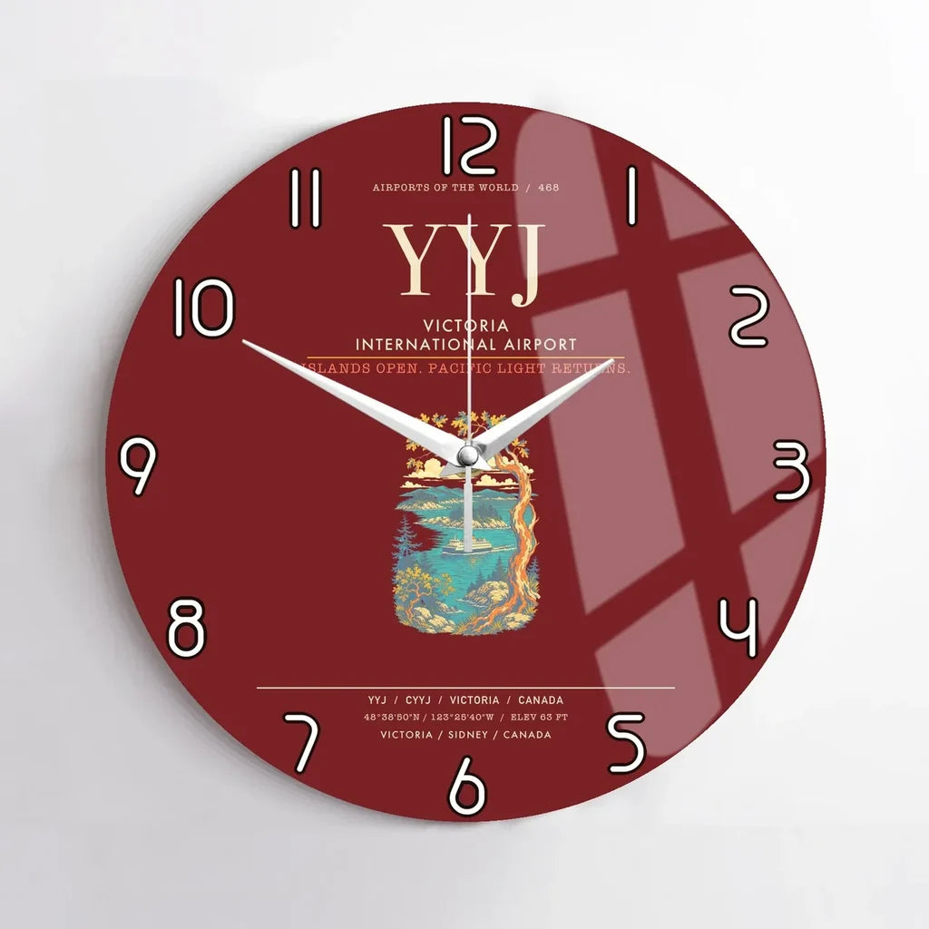 Victoria International Airport YYJ Wall-Clock No-Frame - Dark Red