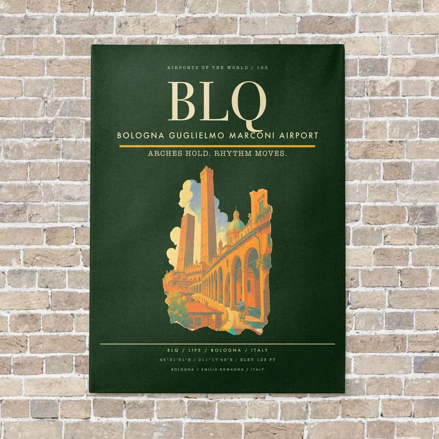 Bologna Guglielmo Marconi Airport BLQ - Canvas Framed - Dark Green
