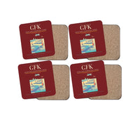Thumbnail for Grand Forks International Airport (GFK) design on dark red 4 pieces set coaster