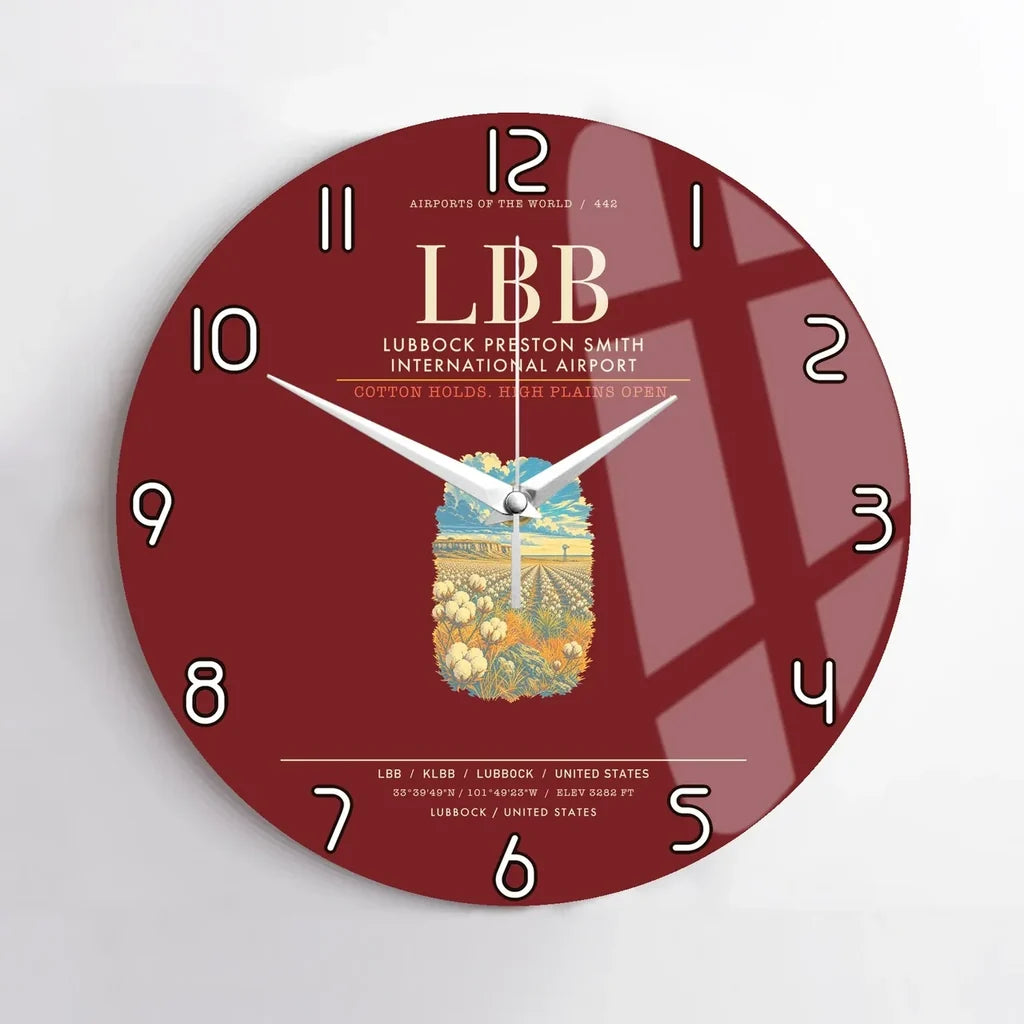 Lubbock Preston Smith International Airport LBB Wall-Clock No-Frame - Dark Red