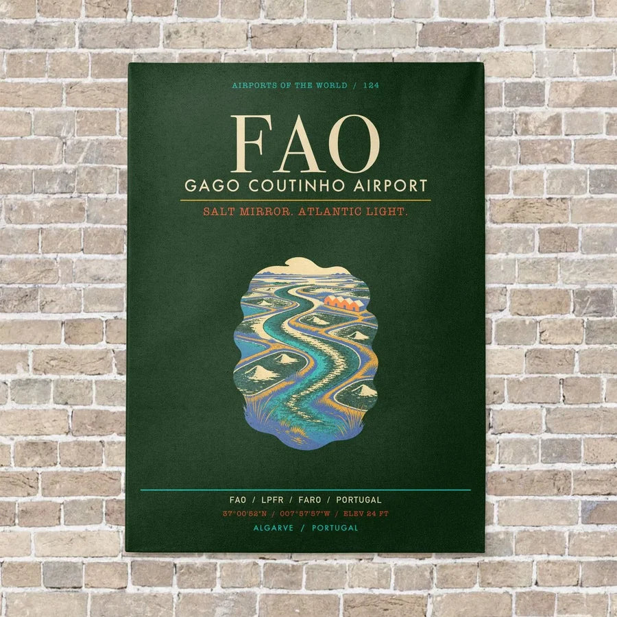 Gago Coutinho Airport Faro FAO - Canvas Framed - Dark Green
