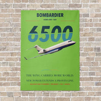 Thumbnail for Bombardier Global 6500 vertical canvas print - no frame - light green background