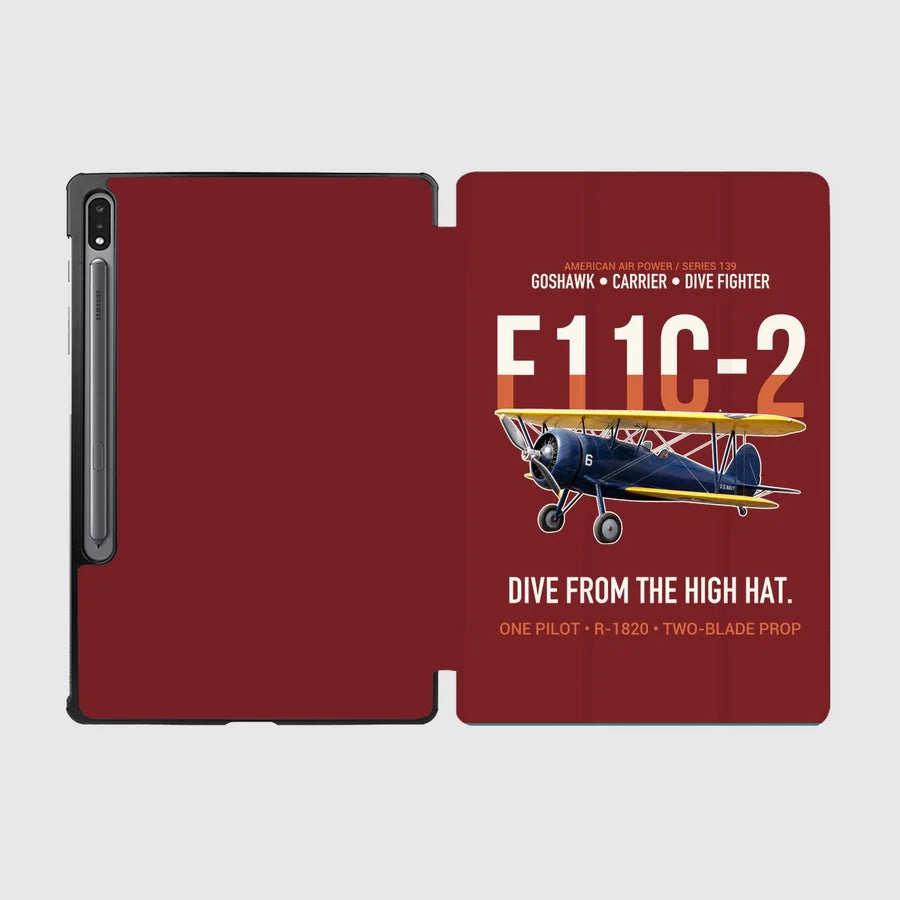 F11C-2 Goshawk Dive from the High Hat design on dark red samsung tablet tablet case