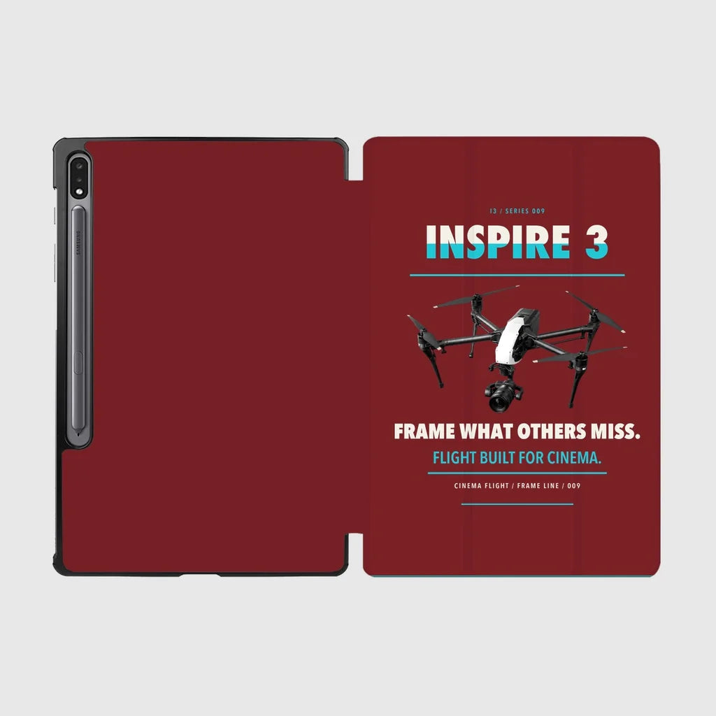 DJI Inspire 3 design on dark red samsung tablet tablet case