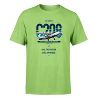 Thumbnail for Cessna 208 Caravan design on light green t-shirt, single-side print