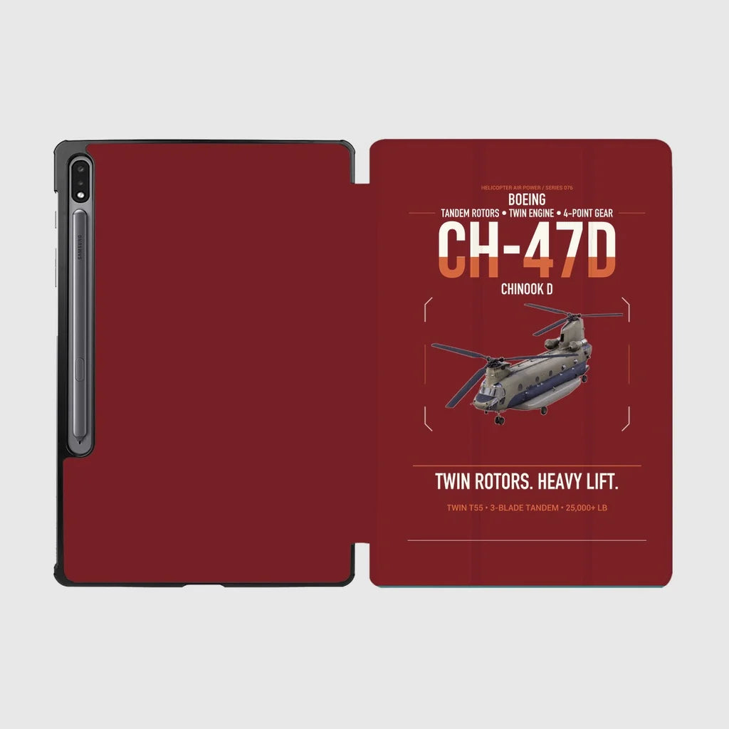 Boeing CH-47D design on dark red samsung tablet tablet case