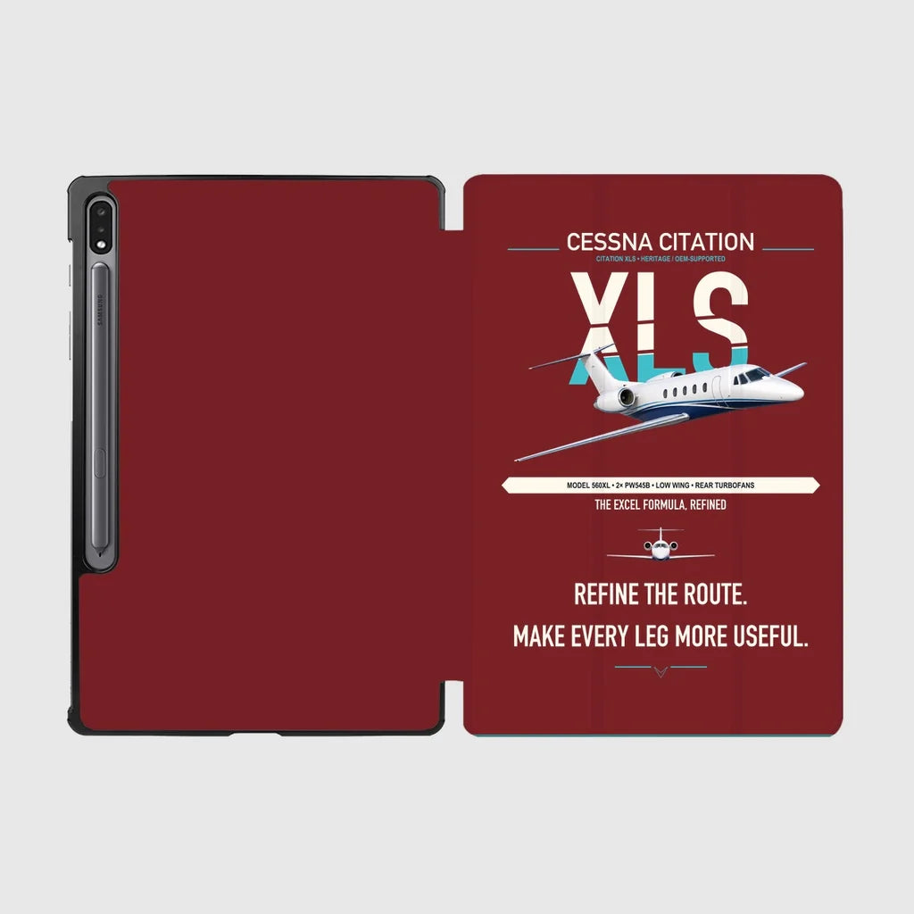 Cessna Citation XLS design on dark red samsung tablet tablet case