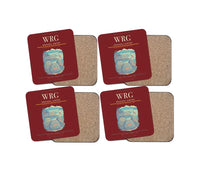 Thumbnail for Wrangell Airport (WRG) design on dark red 4 pieces set coaster