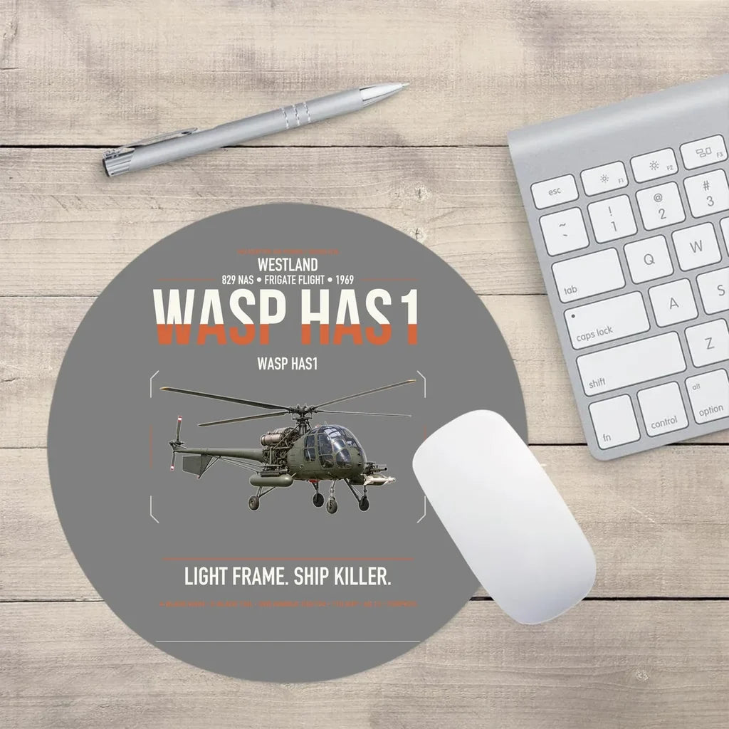 Westland Wasp HAS1 design on gray round mouse pad