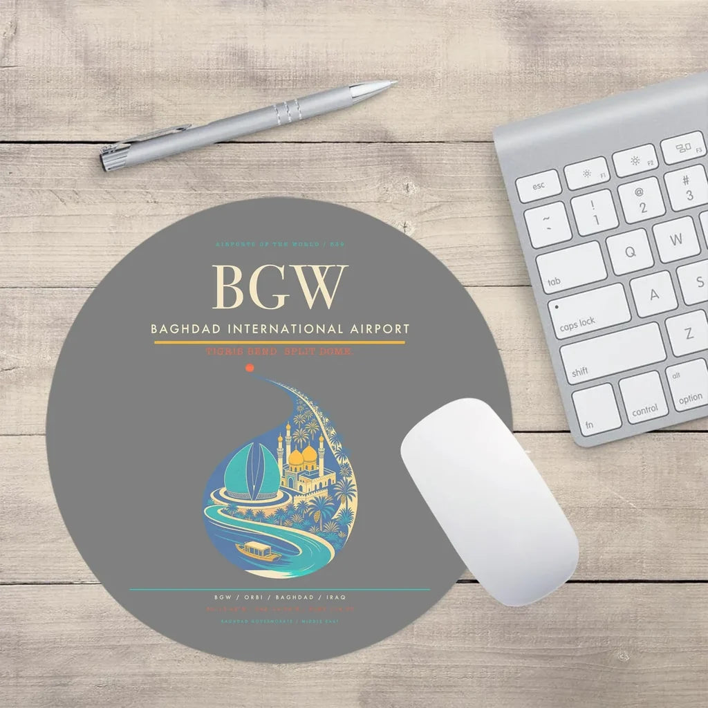 Baghdad International Airport BGW Mouse-Pad Round - Gray