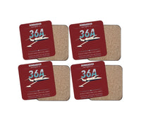 Thumbnail for Bombardier Learjet 36A design on dark red 4 pieces set coaster