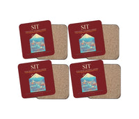 Thumbnail for Sitka Rocky Gutierrez Airport (SIT) design on dark red 4 pieces set coaster
