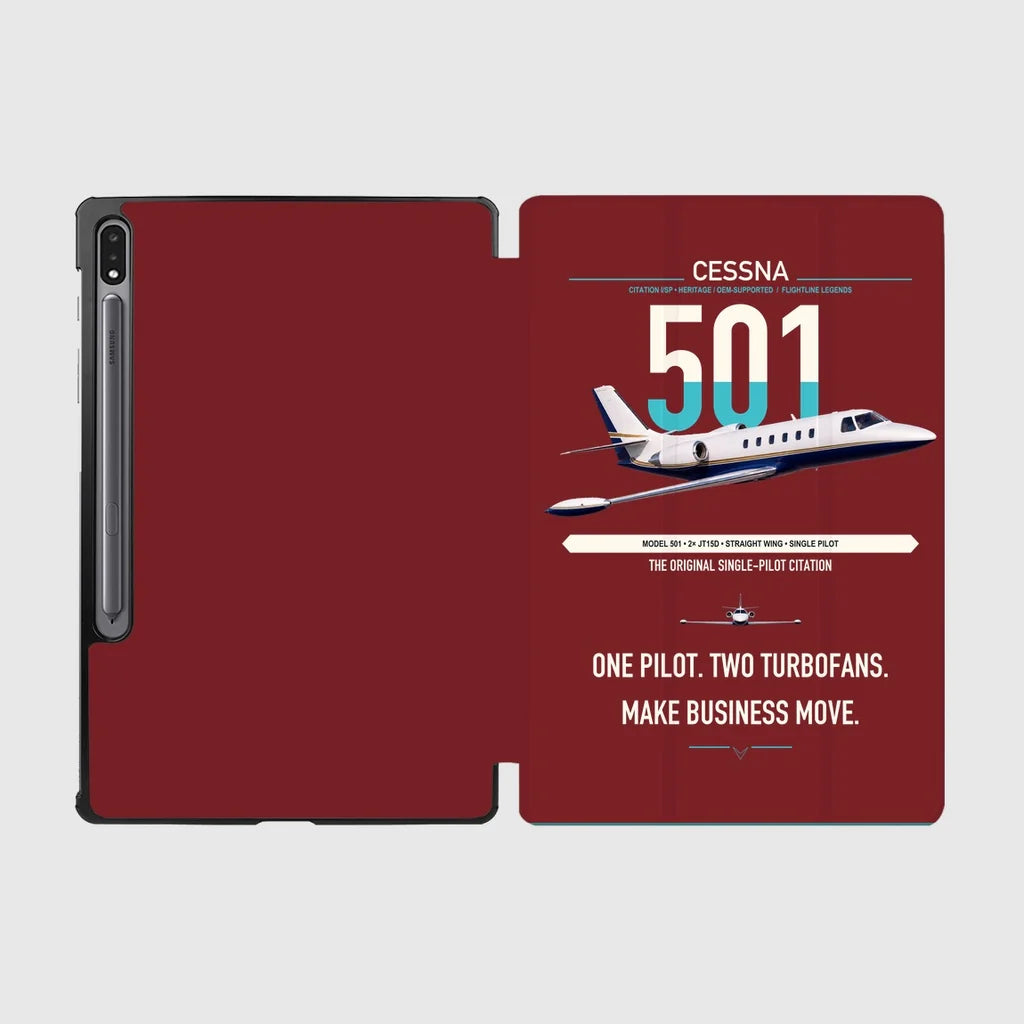 Cessna 501 Citation I SP design on dark red samsung tablet tablet case