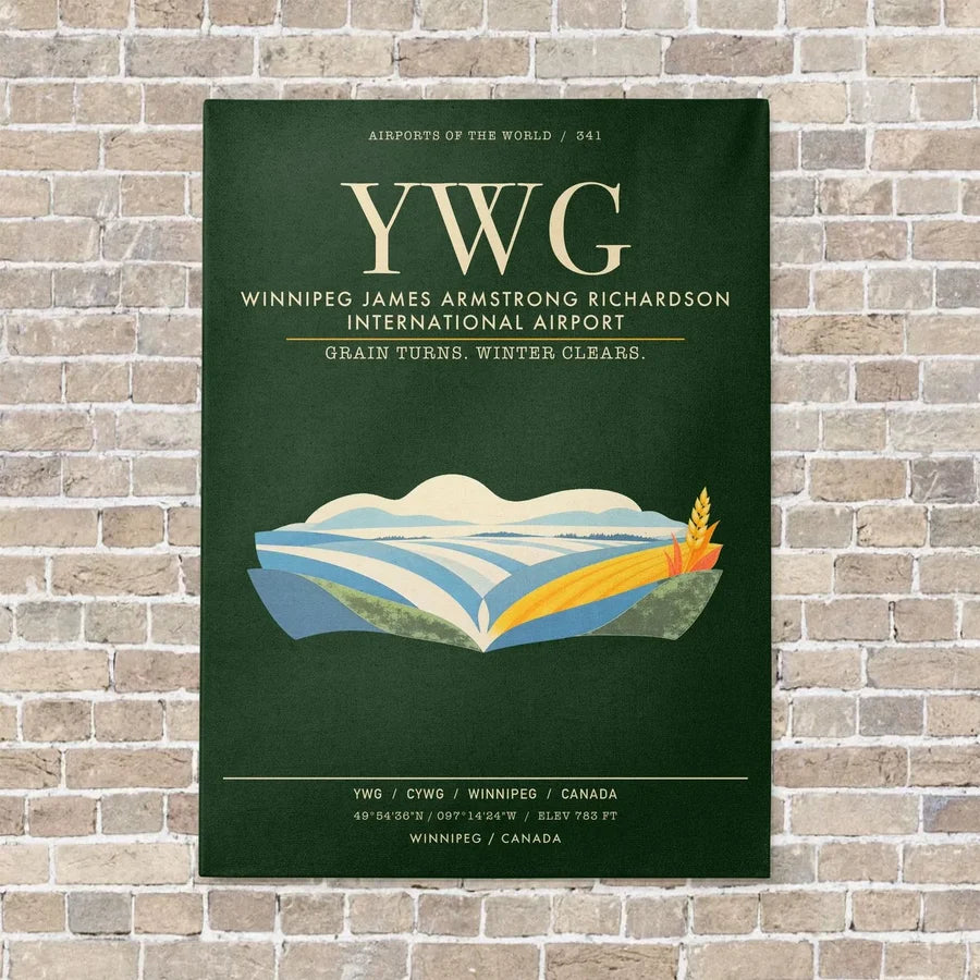 Winnipeg James Armstrong Richardson International Airport YWG - Canvas Framed - Dark Green