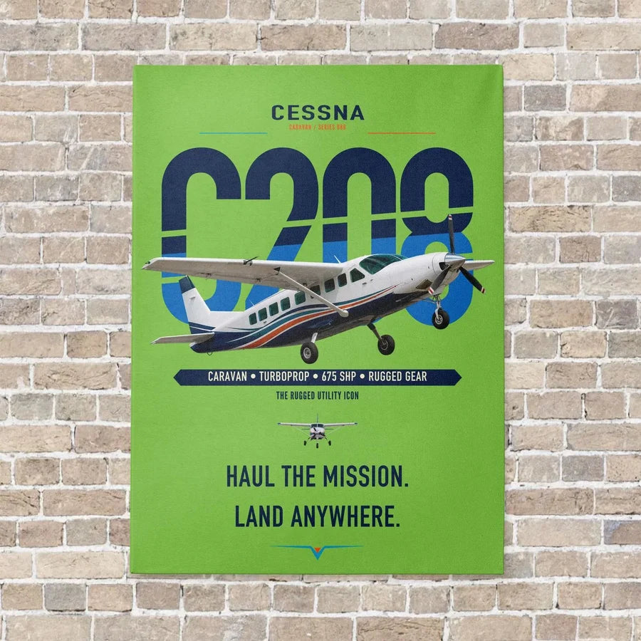 Cessna 208 Caravan vertical canvas print - no frame - light green background