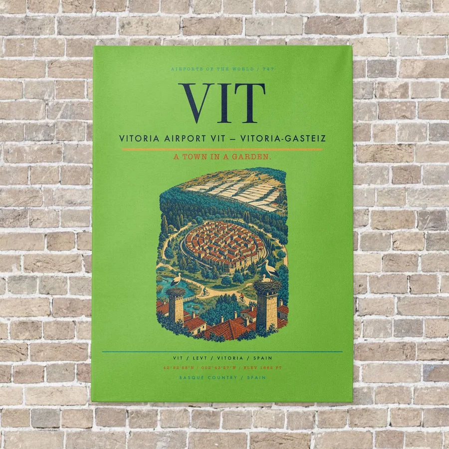 Vitoria Airport VIT — Vitoria-Gasteiz vertical canvas print - no frame - light green background