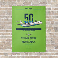 Thumbnail for Fokker 50 vertical canvas print - no frame - light green background