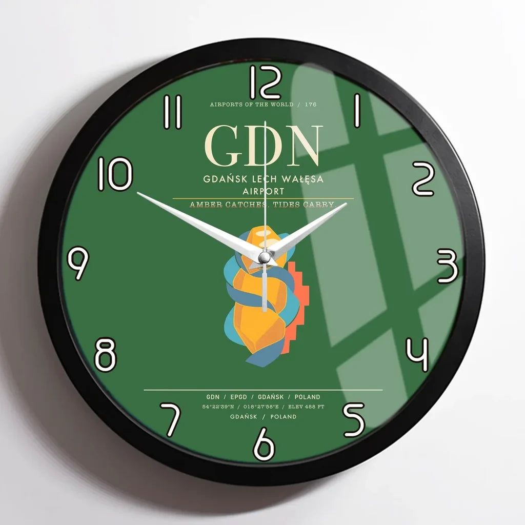 Gdansk Lech Waesa Airport GDN Wall-Clock Framed - Green