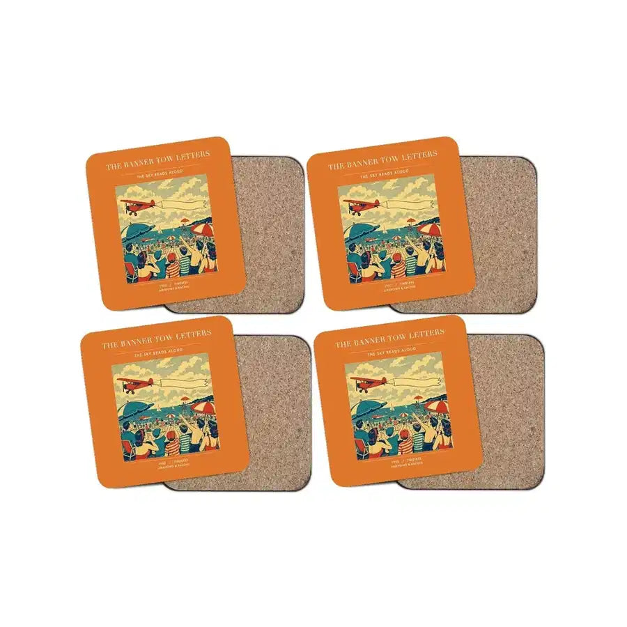 The Banner Tow Letters - Designed Coasters design on orange 4-pieces-set