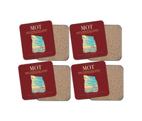 Thumbnail for Minot International Airport (MOT) design on dark red 4 pieces set coaster