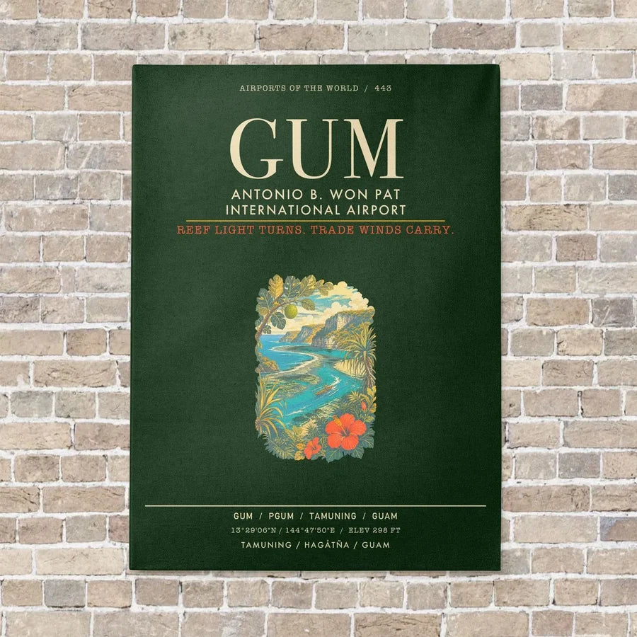 Antonio B. Won Pat International Airport GUM - Canvas Framed - Dark Green