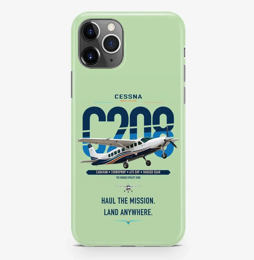 Cessna 208 Caravan design on light green magsafe iphone case, for iPhone Pro Max
