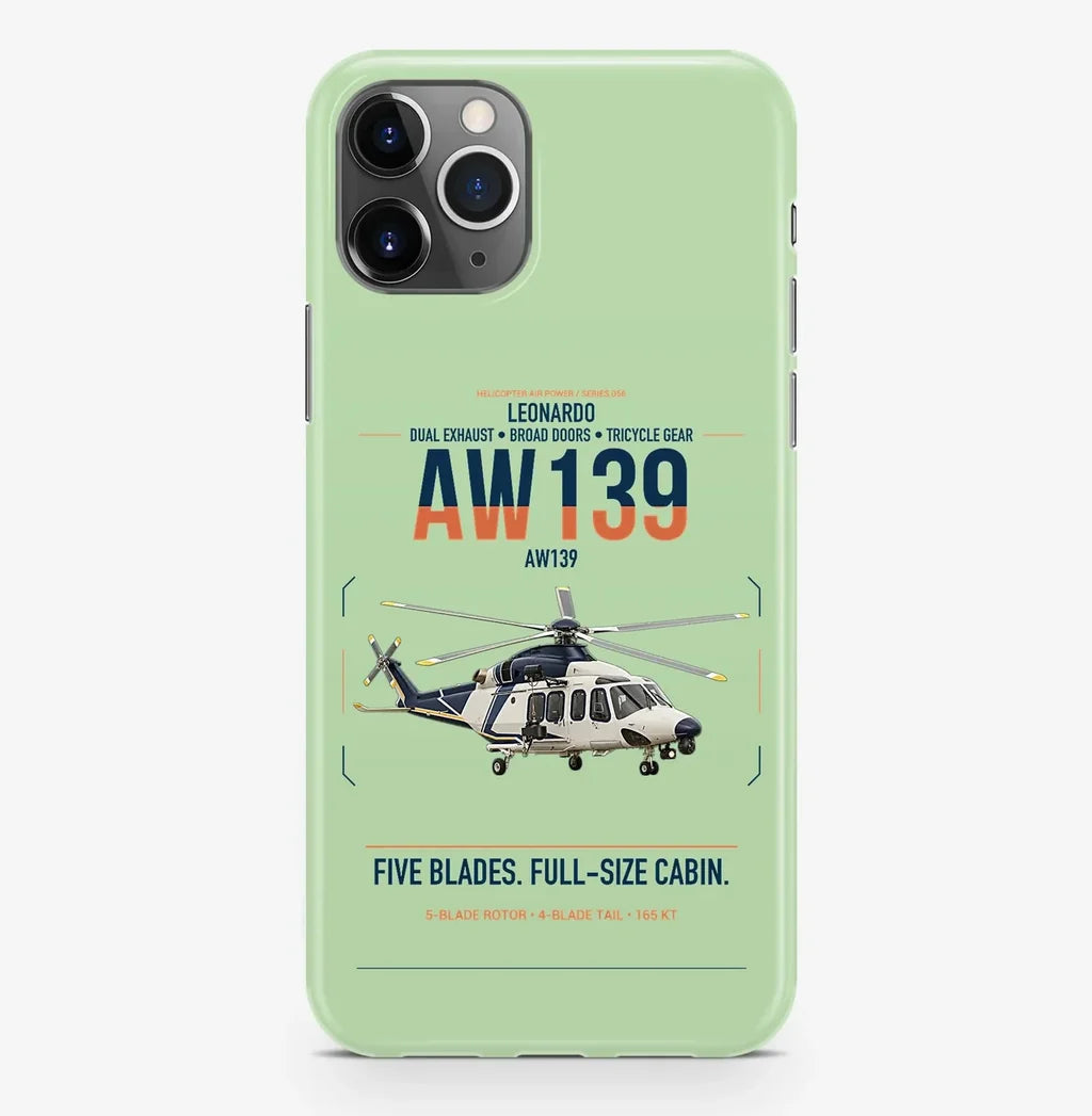 Leonardo AW139 design on light green magsafe iphone case, for iPhone Pro Max