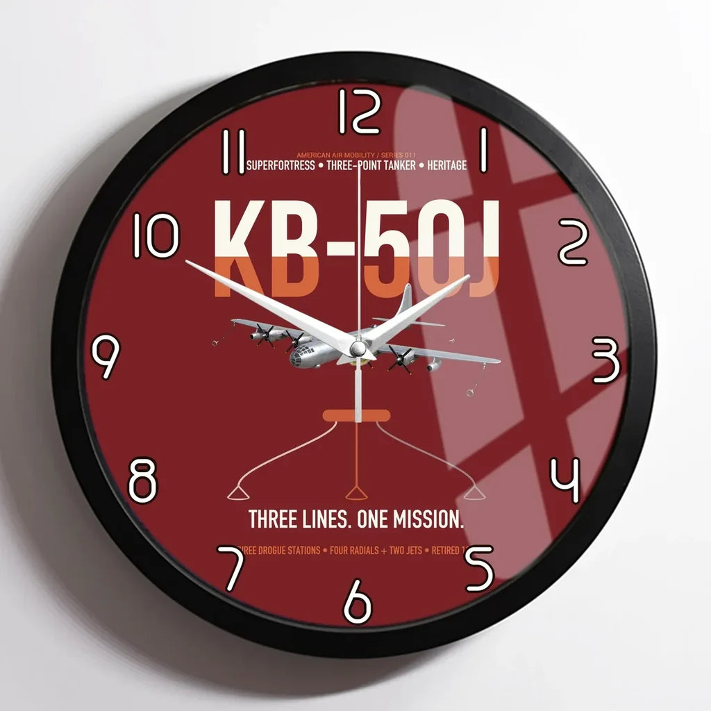 KB-50J Superfortress design on dark red framed wall clock