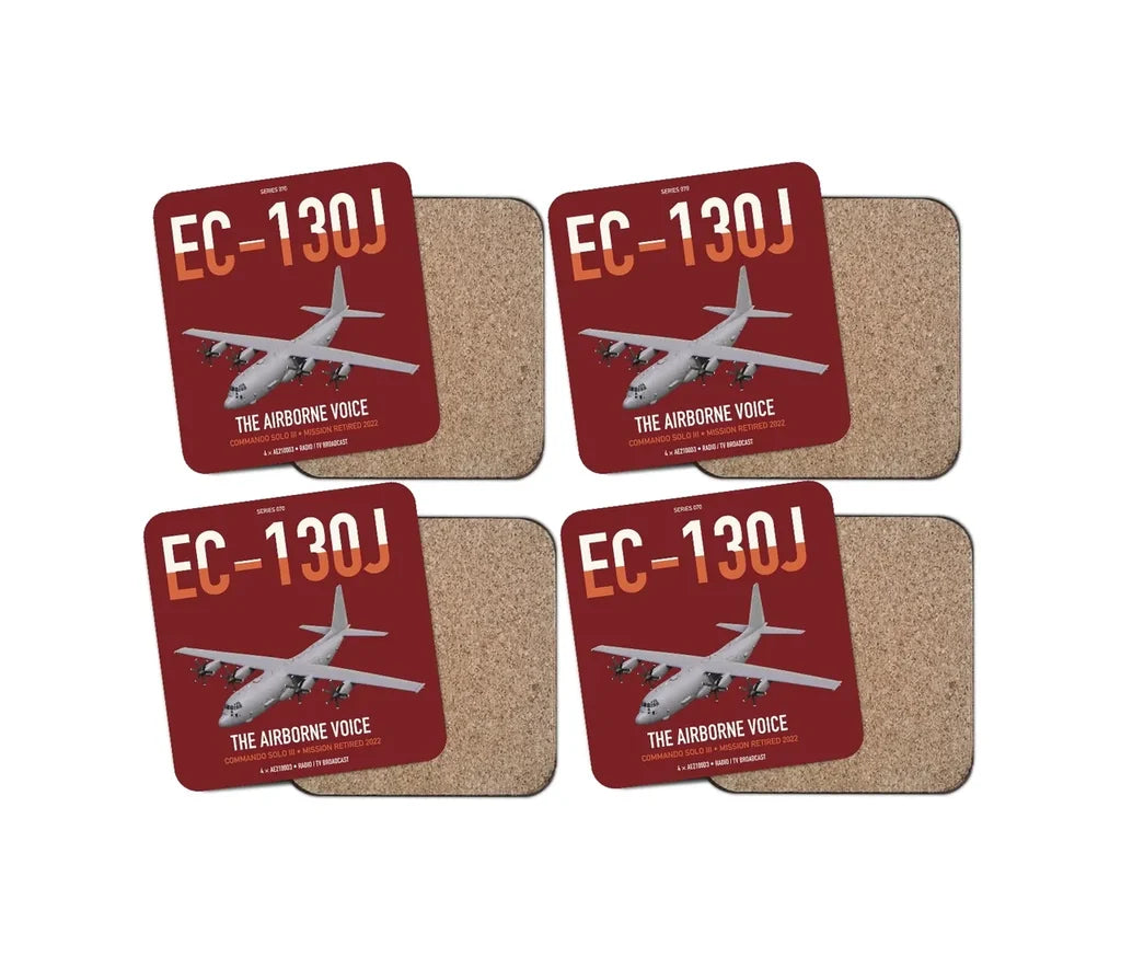 EC-130J Commando Solo III design on dark red 4 pieces set coaster