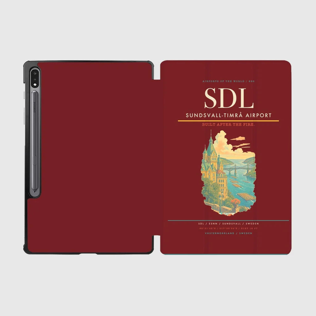 Sundsvall-Timrå Airport (SDL) design on dark red samsung tablet tablet case