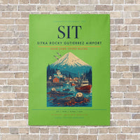Thumbnail for Sitka Rocky Gutierrez Airport SIT vertical canvas print - no frame - light green background