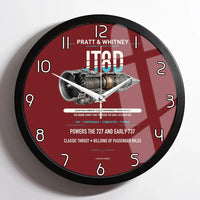 Thumbnail for JT8D design on dark red framed wall clock