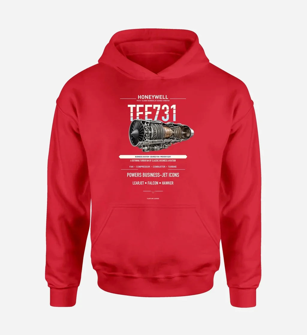 TFE731 design on red hoodie single side