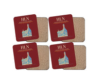 Thumbnail for Helena Regional Airport (HLN) design on dark red 4 pieces set coaster