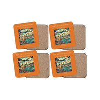 Thumbnail for The Island Jetport - Designed Coasters design on orange 4-pieces-set