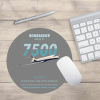 Thumbnail for Bombardier Global 7500 design on gray round mouse pad