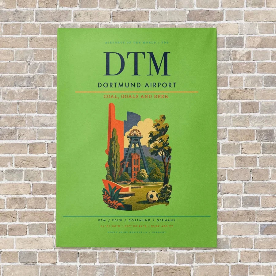 Dortmund Airport DTM vertical canvas print - no frame - light green background