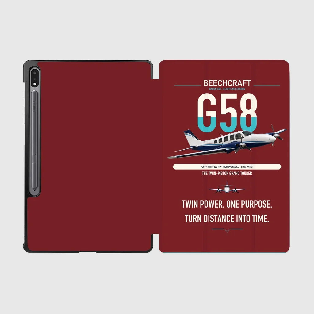 Beechcraft Baron G58 design on dark red samsung tablet tablet case