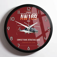 Thumbnail for Leonardo AW169 design on dark red framed wall clock