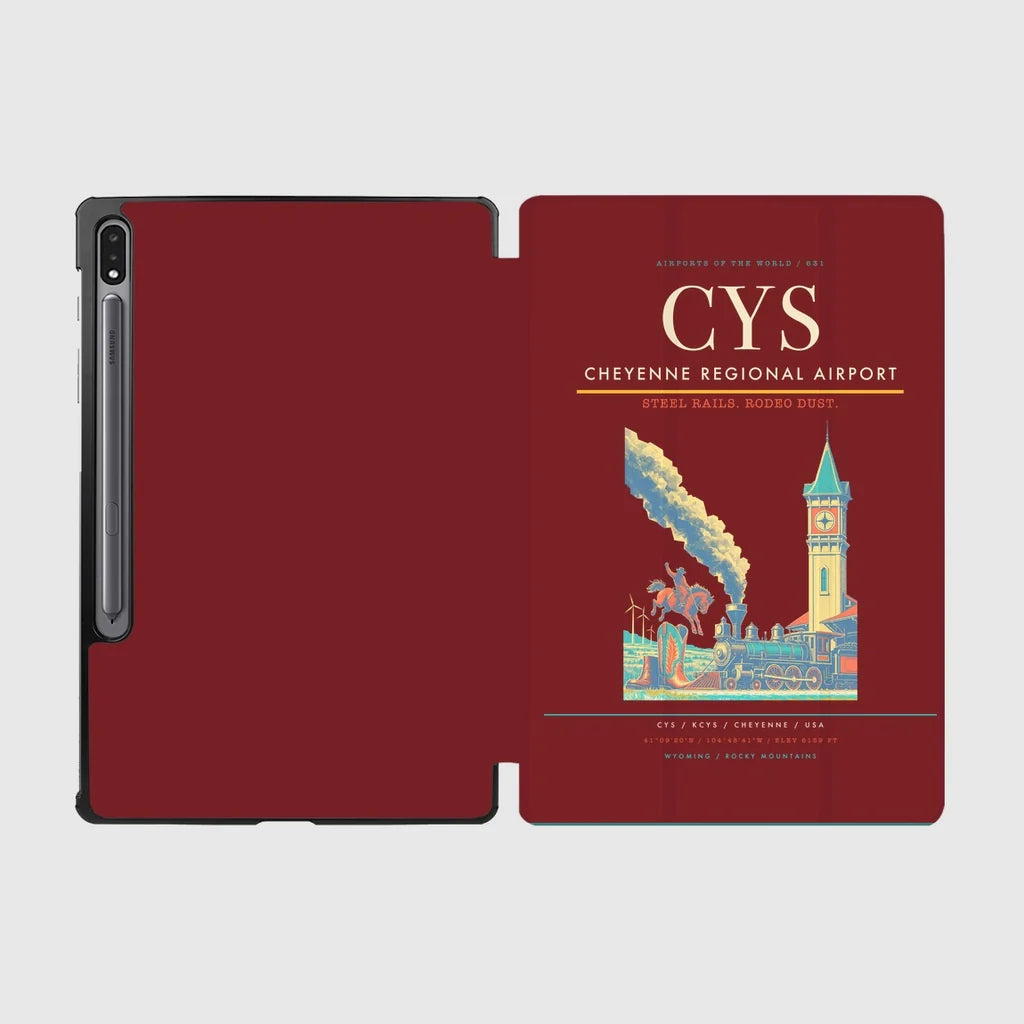 Cheyenne Regional Airport (CYS) design on dark red samsung tablet tablet case