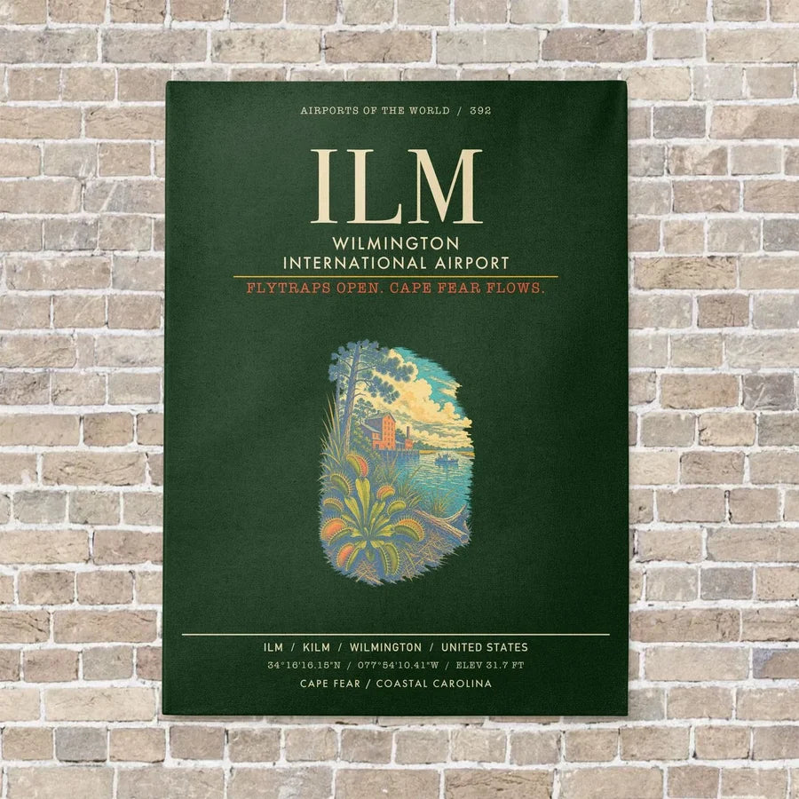 Wilmington International Airport ILM - Canvas Framed - Dark Green